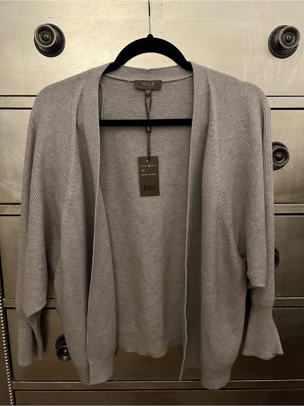 Milano Light Gray Open-Front Women's Cardigan